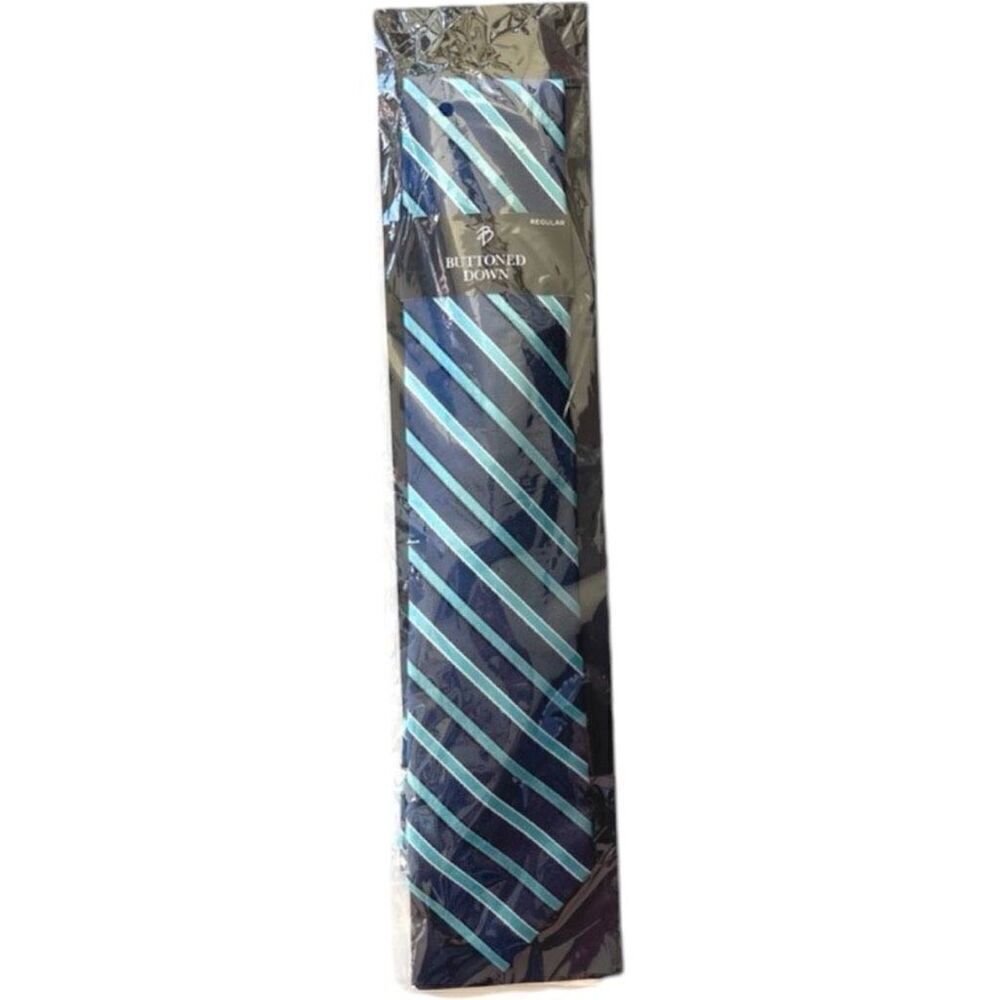 Brand New Mens Buttoned Down Vertical Striped Tie - Regular Length